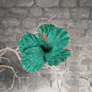 Green Fabric Lotus Flower Clip