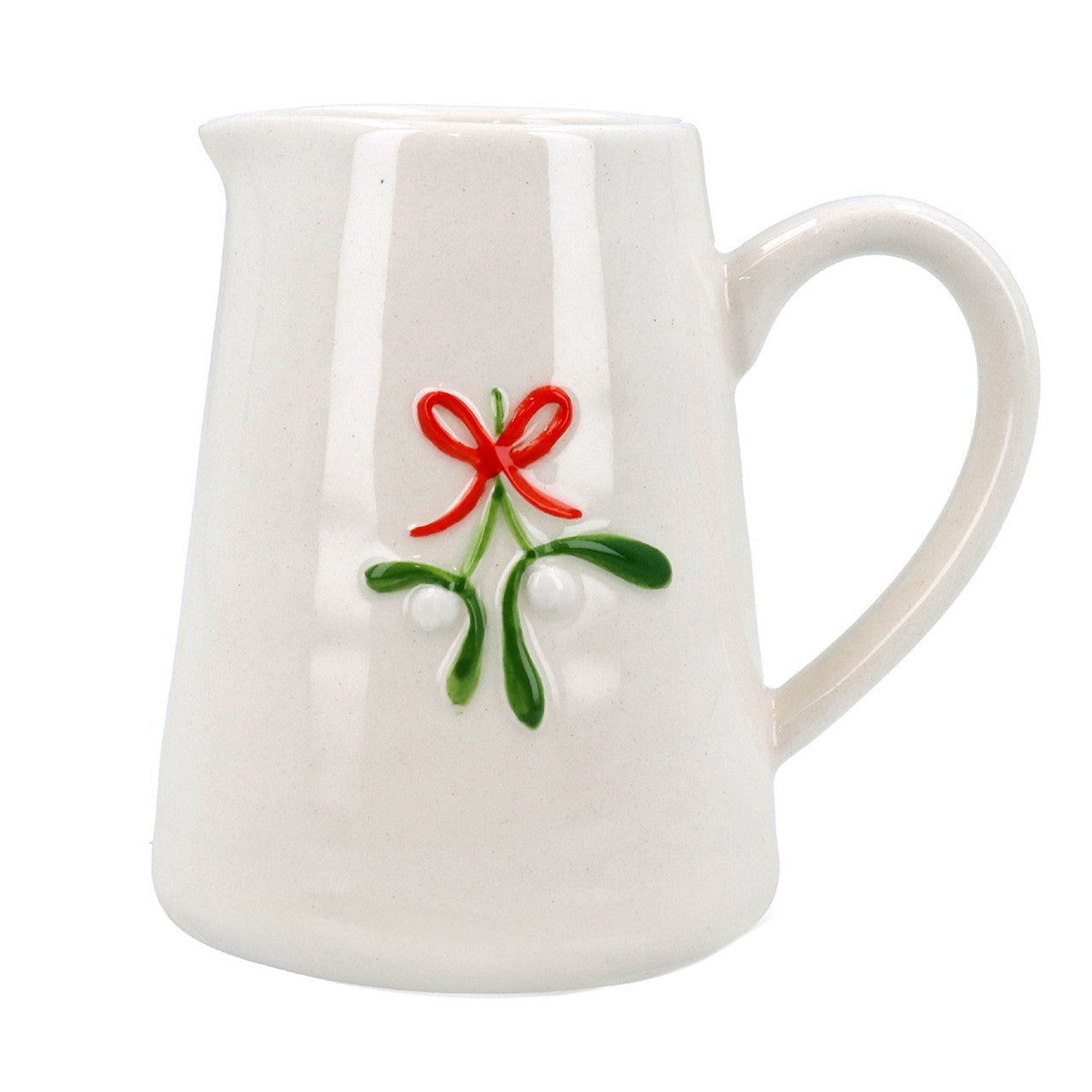 Stoneware Mini Jug with Bow and Mistletoe