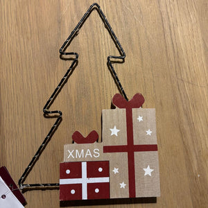 Metal Christmas Tree with Micro LED Lights and wooden parcels