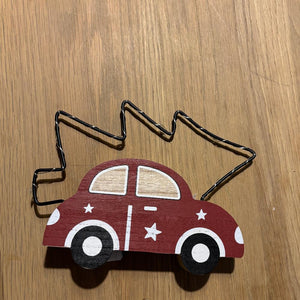 Wooden Car with a Micro LED frame light metal tree on the Roof