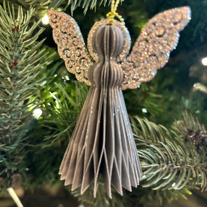Paper Angel with Sparkling Champagne Wings and a Mint Skirt