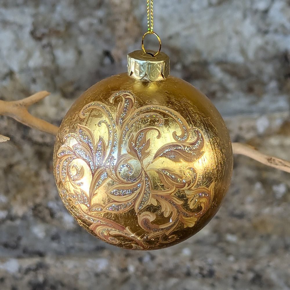 Gold Rococo Glass Bauble