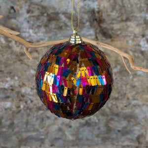 Pink, Blue and Gold Sequin Bauble