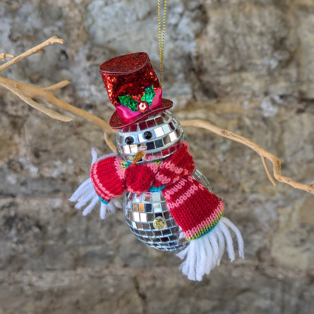 Fabric/Mirrorball Snowman Dec