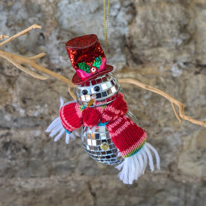 Fabric/Mirrorball Snowman Dec