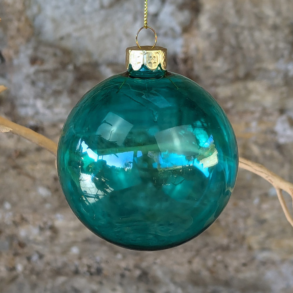 Clear Teal Blue Glass Ball