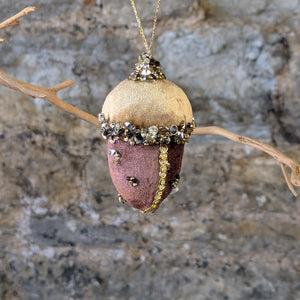 Velvet Acorn with sequins and beads