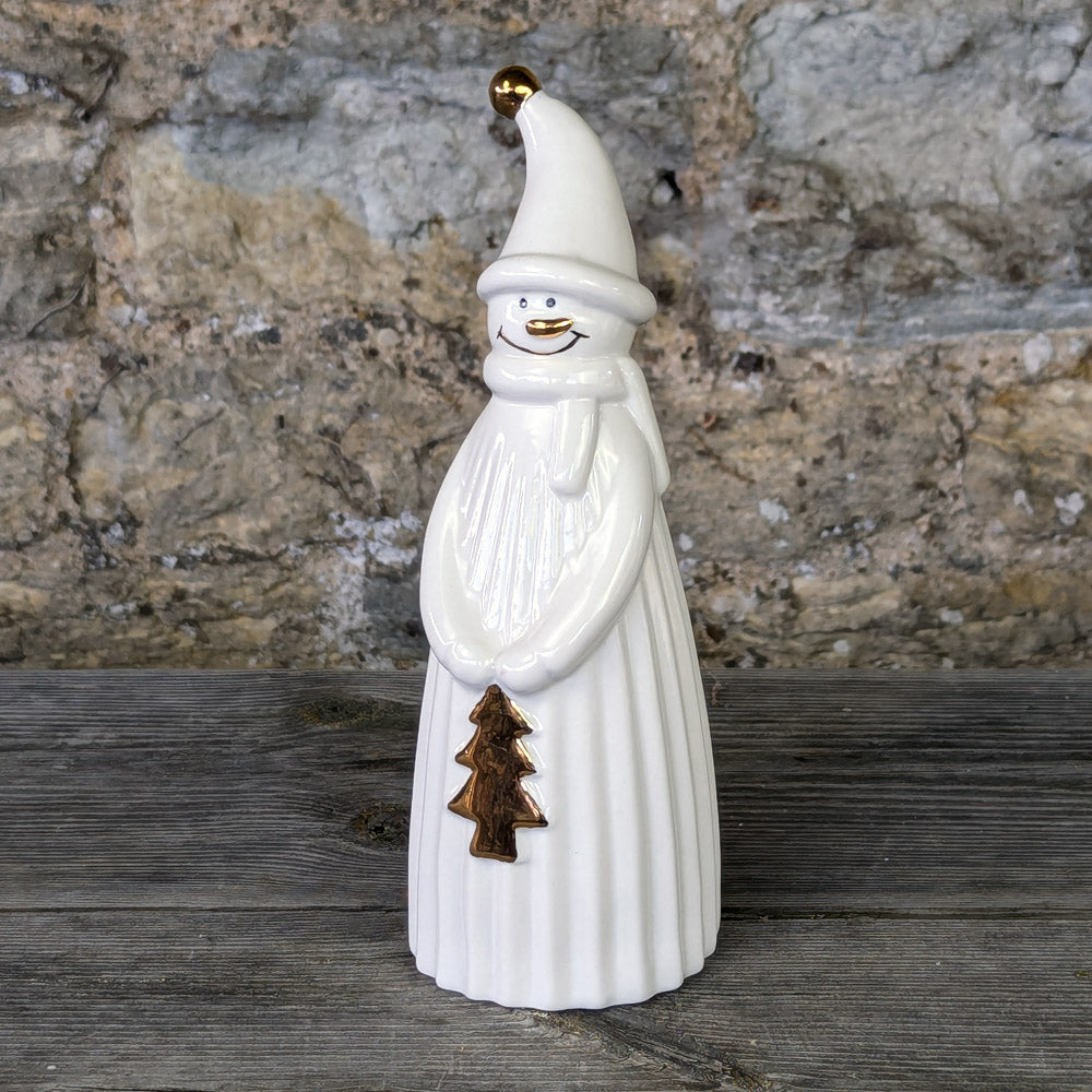 Ceramic White Gold Snowman