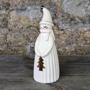 Ceramic White Gold Snowman