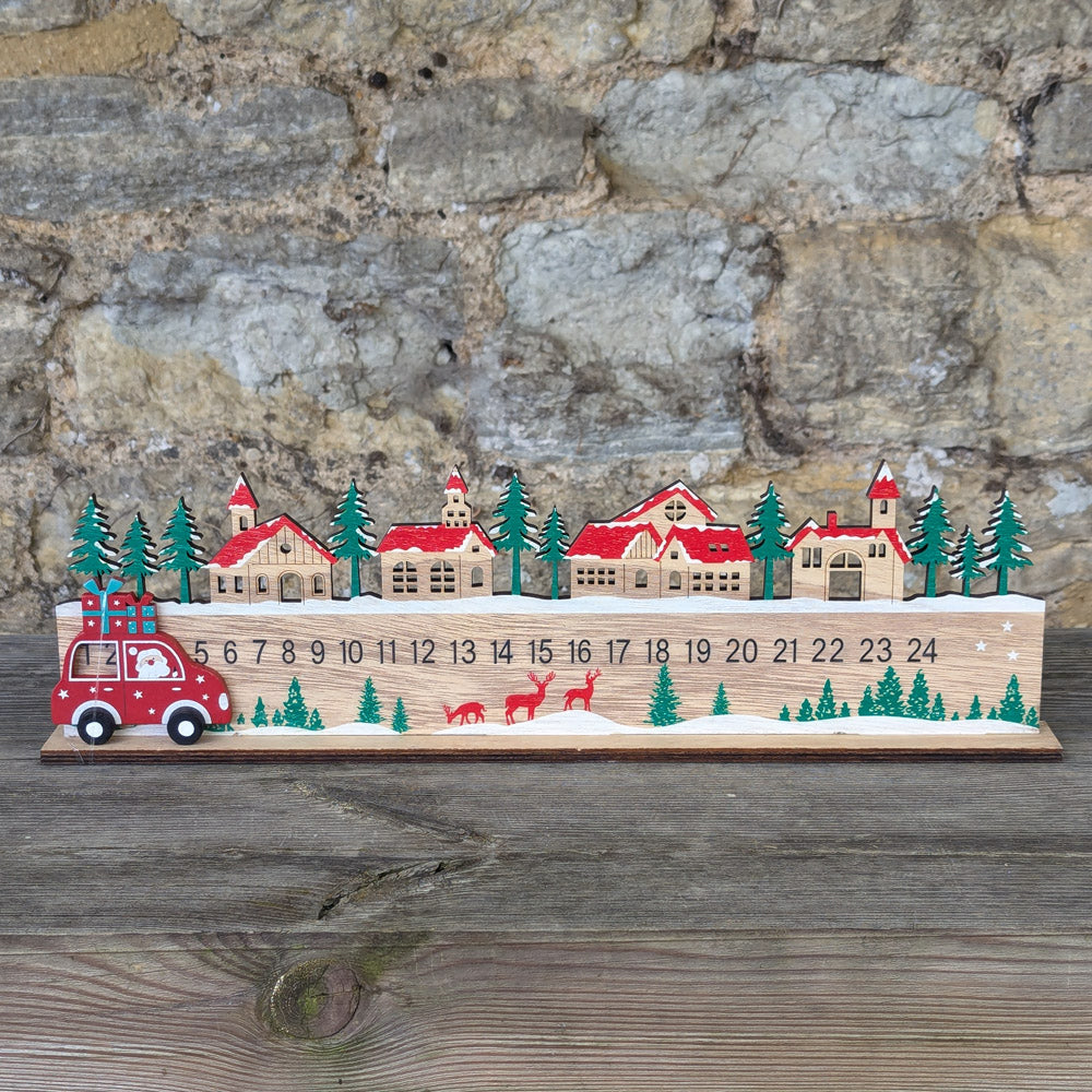 Red Wooden Car Countdown Calendar