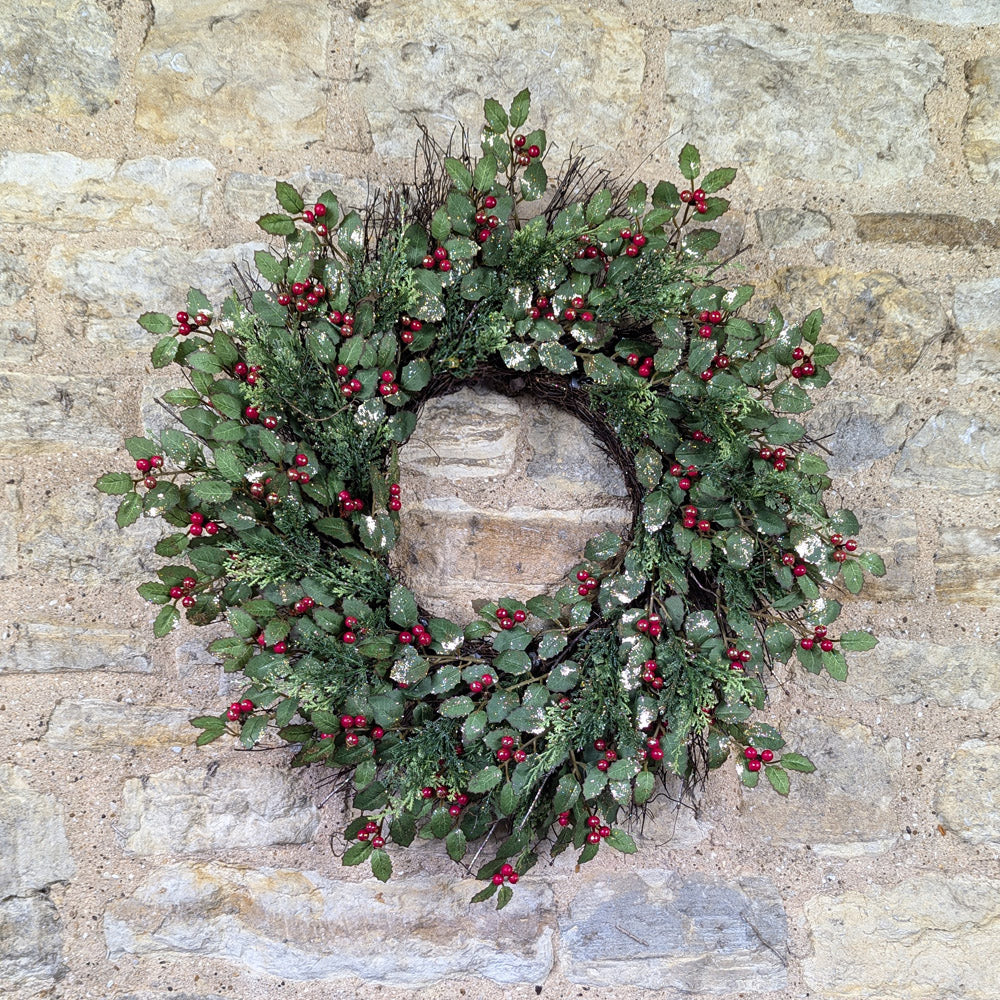Glitter Holly Wreath