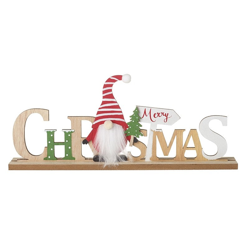 Gonk with fluffy Beard Merry Christmas Sign